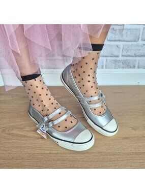 ⭐Converse Mary Jane Metallic Leather Sz 7 Women's shoes Sneakers Gray A12201C